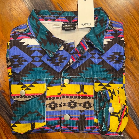 WESC Cord Trucker Blanket Print( Gorgeous Unisex Multi Color Jacket - Picture 1 of 12